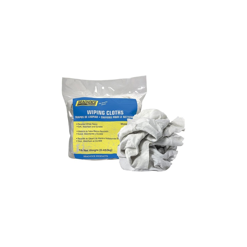 Seachoice 90004 Recycled White Fleece Wiping Cloths, 1-lb. Bag