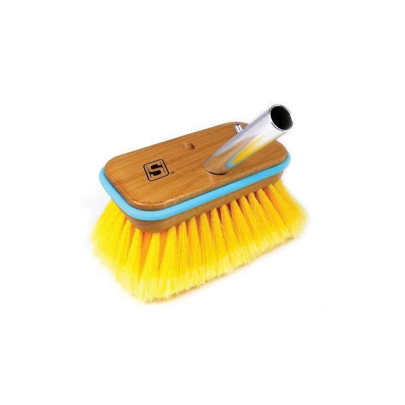 Seachoice 90551 Deck Brush with Bumper – Wood 6, Soft (Yellow Poly)
