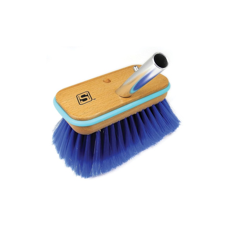 Seachoice 90553 Deck Brush with Bumper – Wood6, Extra Soft (Blue Poly)