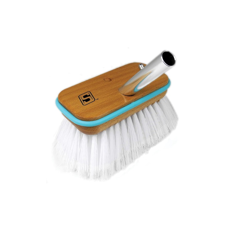 Seachoice 90556 Deck Brush with Bumper – Wood6, Stiff (White Poly)