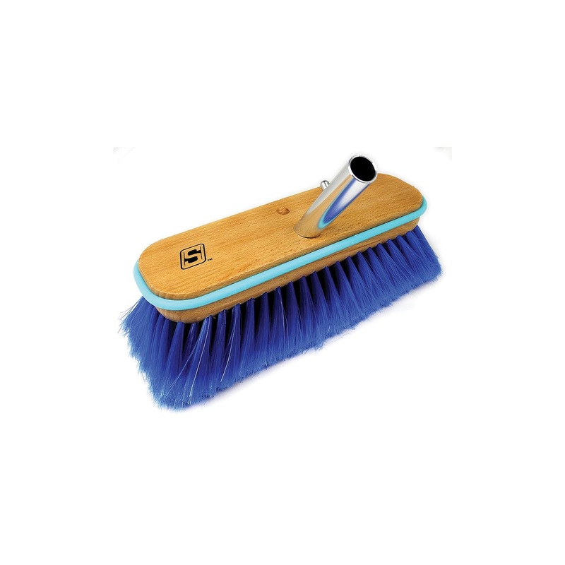 Seachoice 90561 Deck Brush with Bumper – Wood10, Extra Soft (Blue Poly)