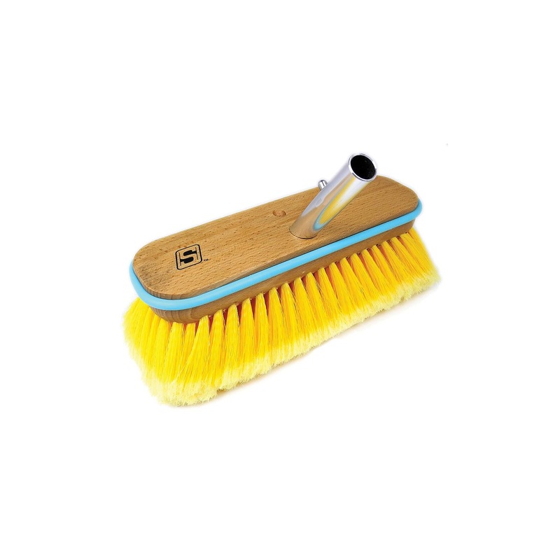 Seachoice 90563 Deck Brush with Bumper – Wood 10, Soft (Yellow Poly)