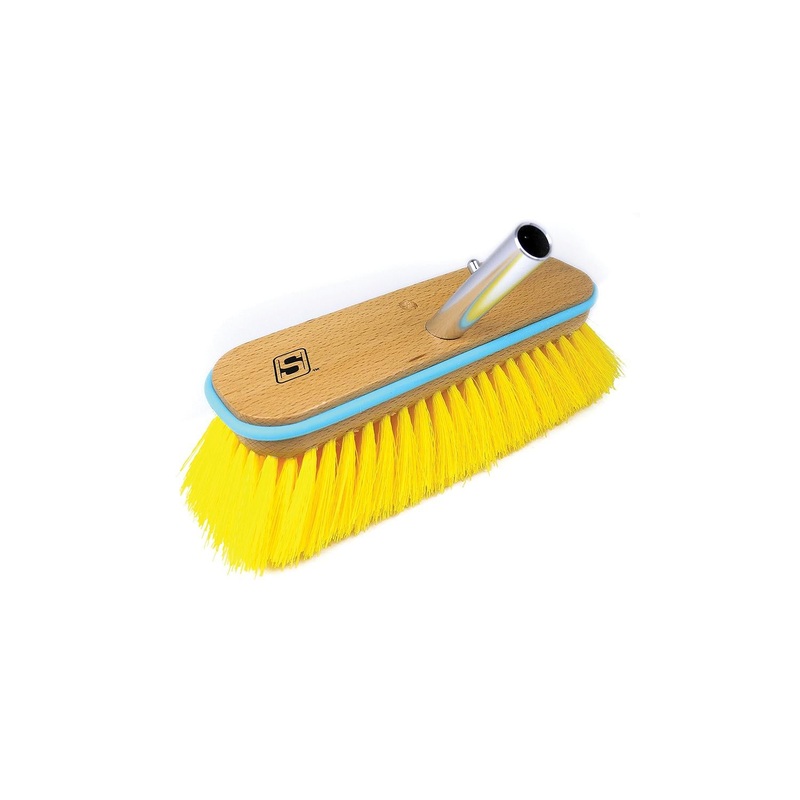 Seachoice 90564 Deck Brush with Bumper – Wood10, Medium (Yellow Poly)