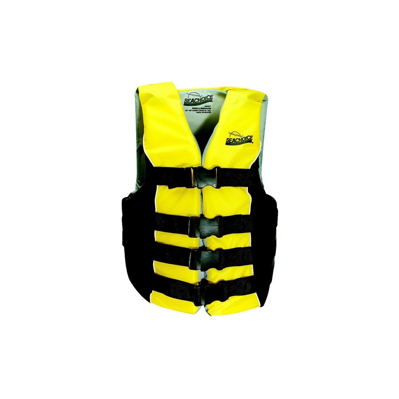 Seachoice Deluxe 4-Belt Ski Vest – Yellow/Black, Sm/Md