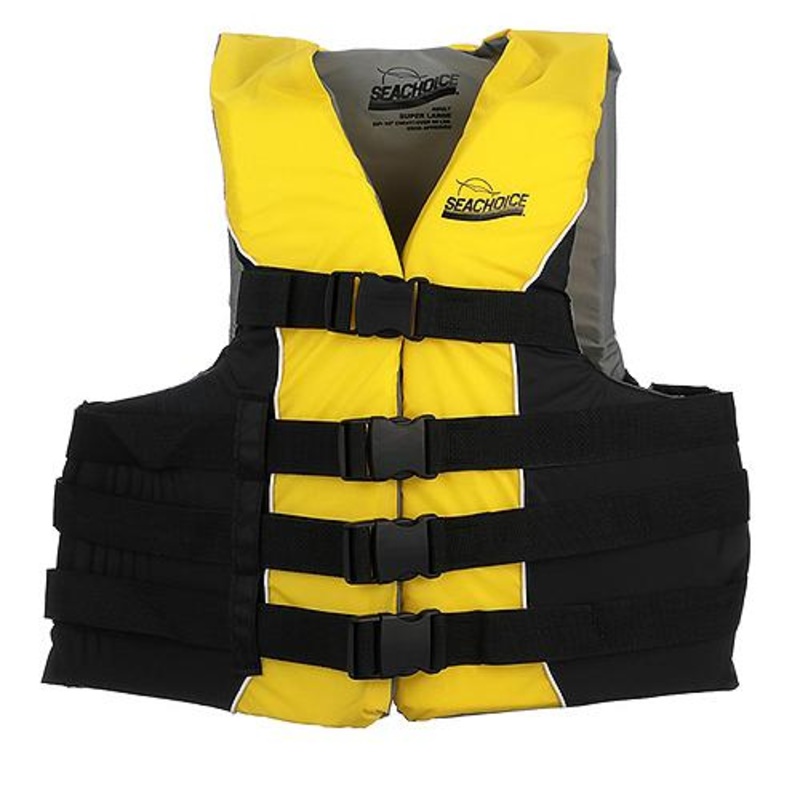 Seachoice Deluxe 4-Belt Ski Vest – Yellow/Black, XXL/XXXL