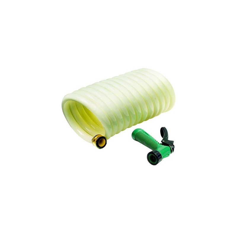 Seachoice 25′ White Poly Coiled Washdown Hose With Sprayer