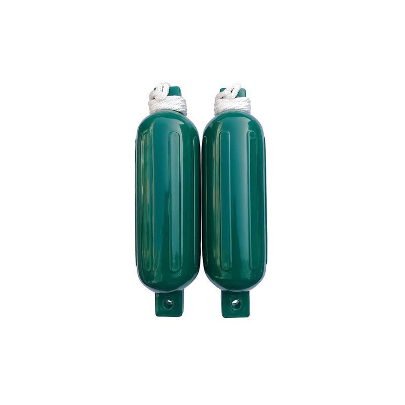 Seachoice 76277 Twin Eye Ribbed Fender Kit (Includes 2 6.5 x 23 Green Fenders and 2 Matching 3/8 x 5′ Fender Lines)