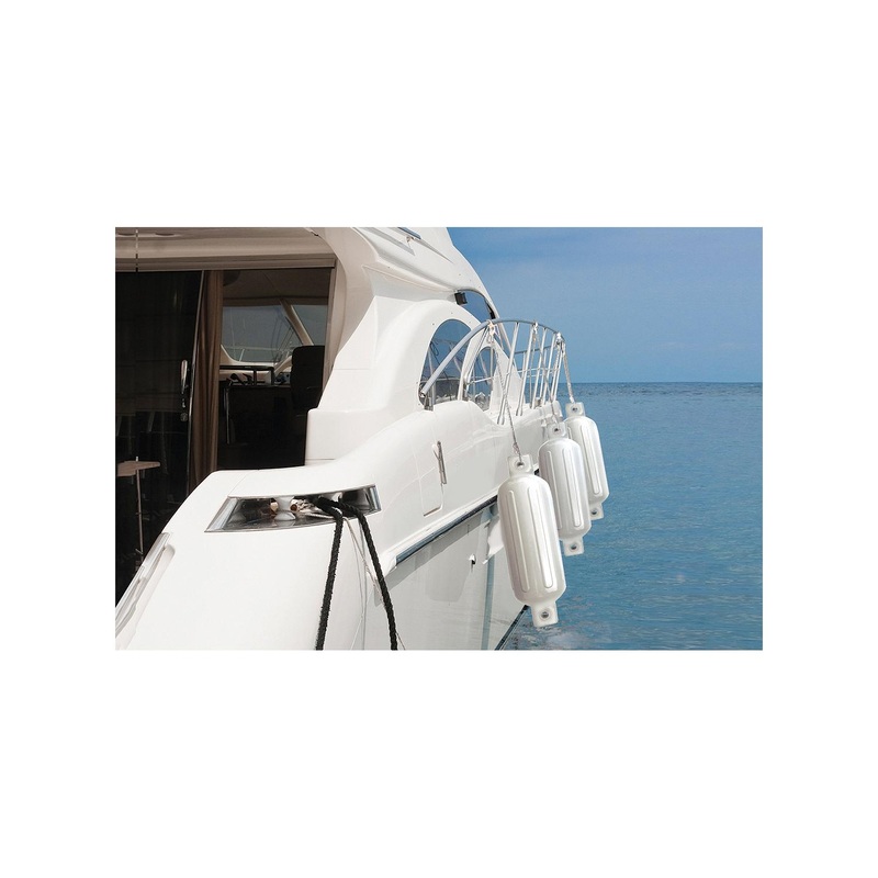 Seachoice 79031 Twin Eye Ribbed Fender, White, 8.5 x 27