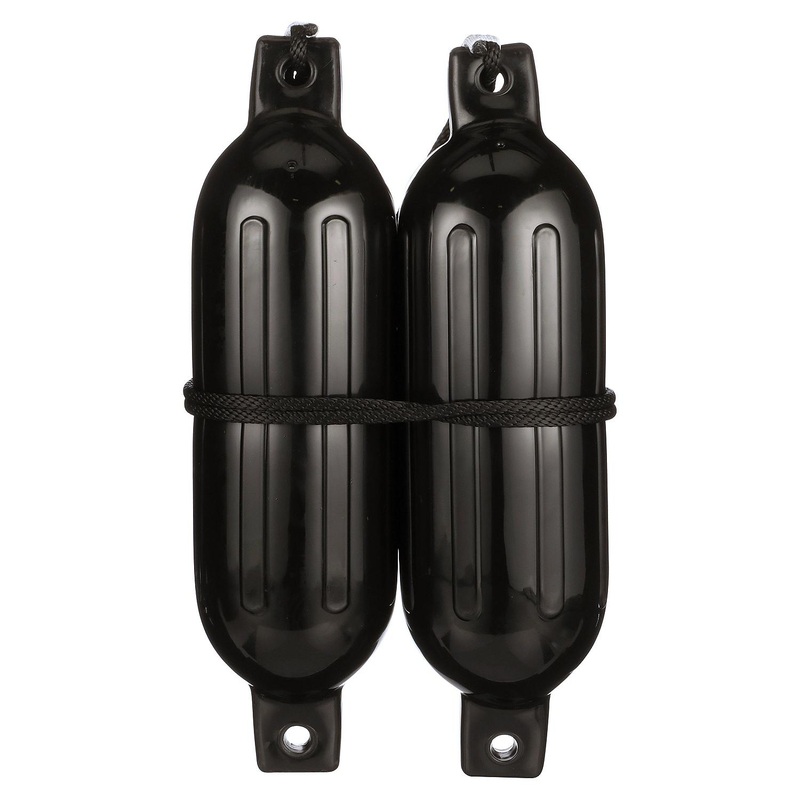 Seachoice 79281 Twin Eye Ribbed Fender Kit (Includes 2 6.5 x 23 Black Fenders and 2 Matching 3/8 x 5′ Fender Lines)