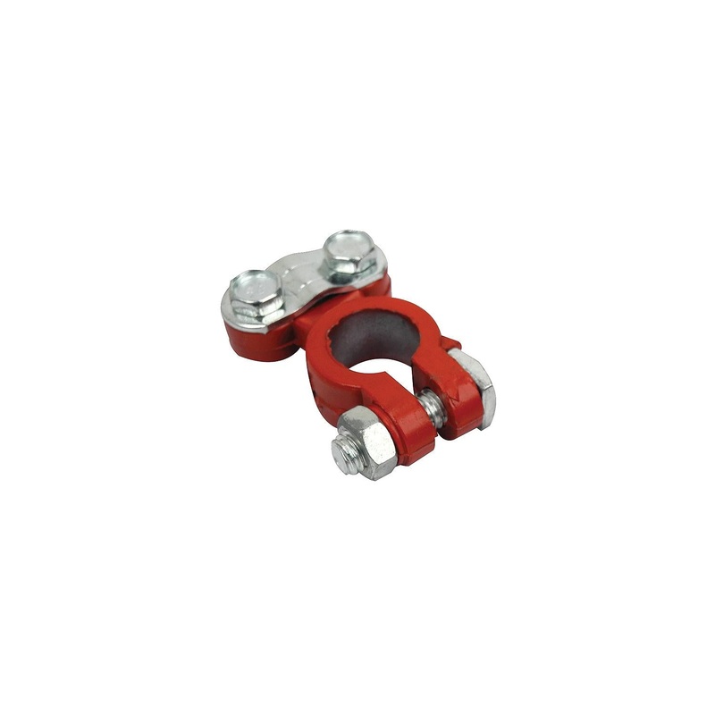 Clamp style coated battery terminal, red