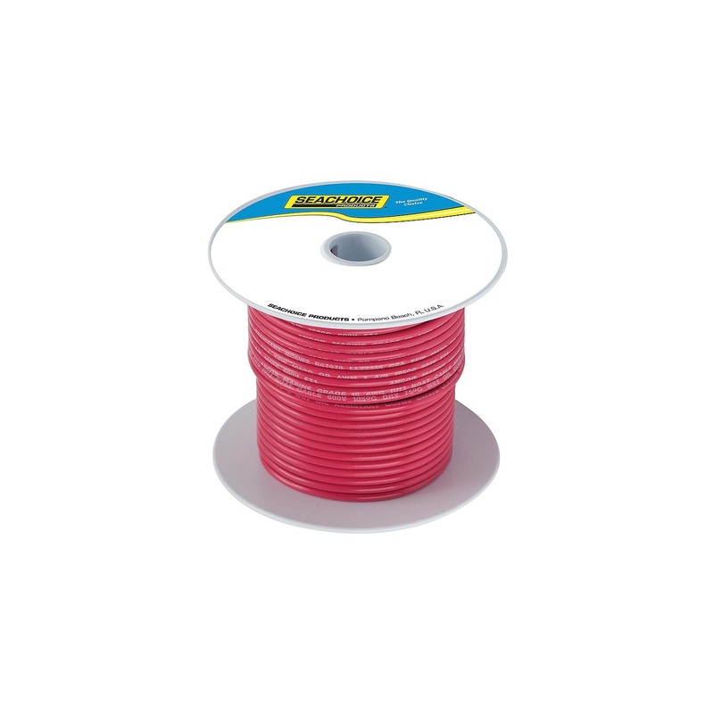 Seachoice 63016 Tinned Copper Marine Wire, 2 AWG, Red, 25′