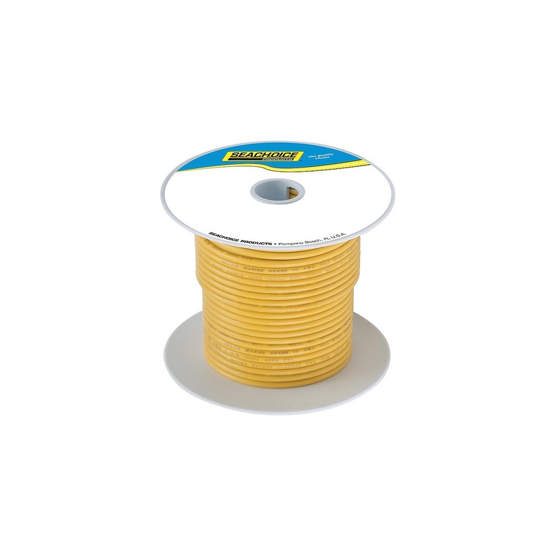 Seachoice 63054 Tinned Copper Marine Wire, 8 AWG, Yellow, 100′