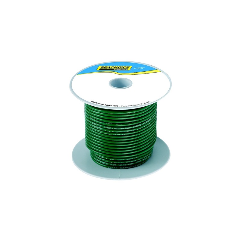 Seachoice 63056 Tinned Copper Marine Wire, 8 AWG, Green, 100′