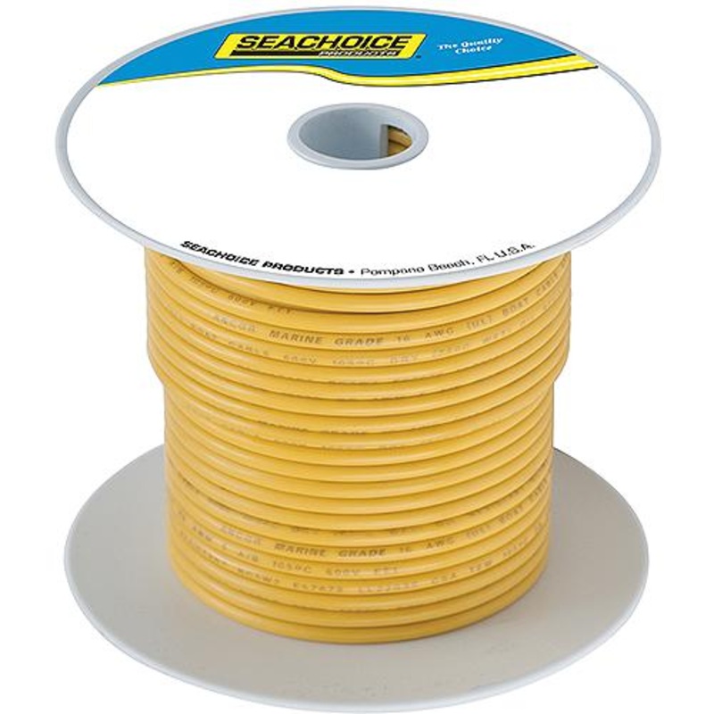 Seachoice 63107 Tinned Copper Marine Wire, 14 AWG, Yellow, 100′