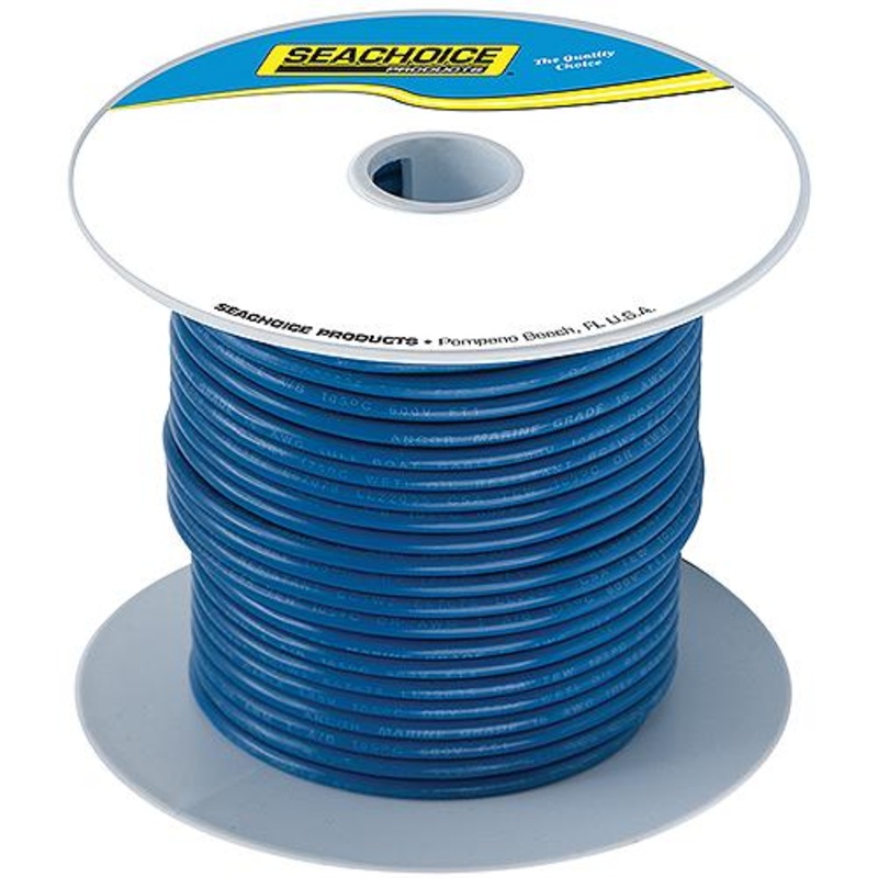Seachoice 63111 Tinned Copper Marine Wire, 14 AWG, Dark Blue, 100′