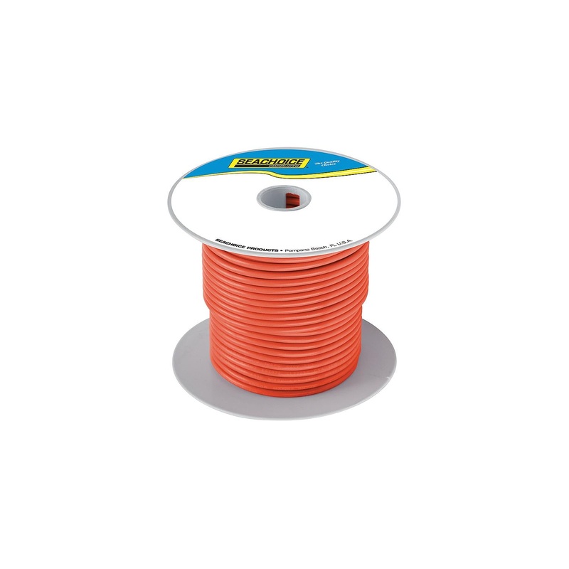 Seachoice 63116 Tinned Copper Marine Wire, 14 AWG, Orange, 100′