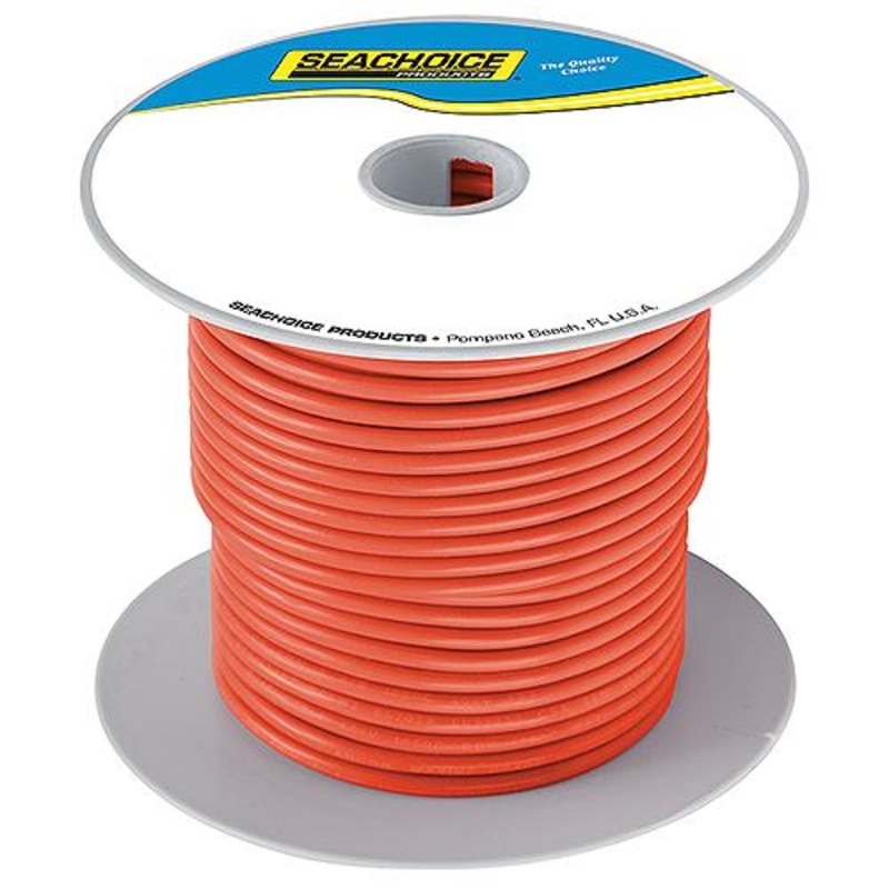 Seachoice 63136 Tinned Copper Marine Wire, 16 AWG, Orange, 100′