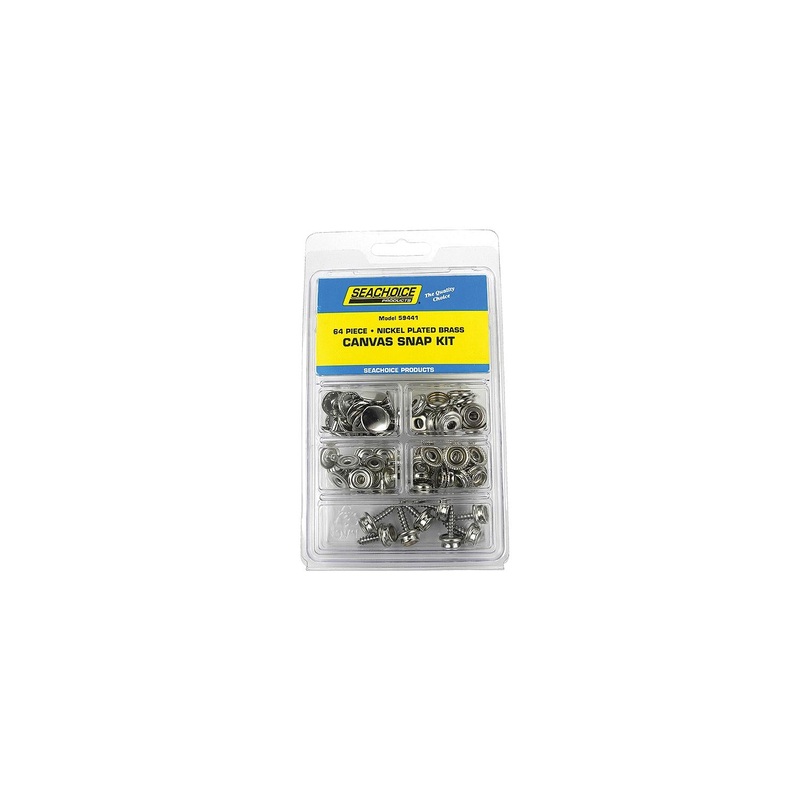 Seachoice 59441 Nickel Plated Brass Canvas Snap Kit – 64 Piece