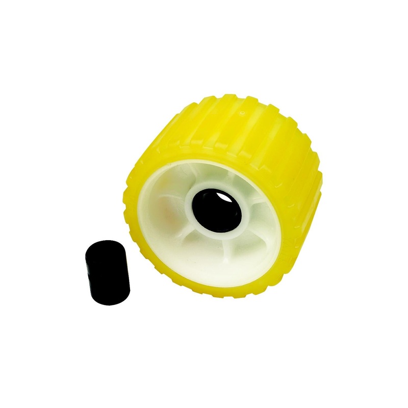 Seachoice Non-Marking TP Yellow Rubber Ribbed Roller 5 D x 3 W With 1-1/8 ID Hole