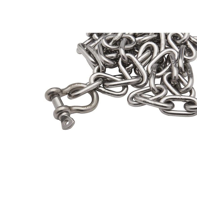 Seachoice 44103 Stainless Steel Anchor Lead Chain, 3/16 x 4′, 1/4 Shackle