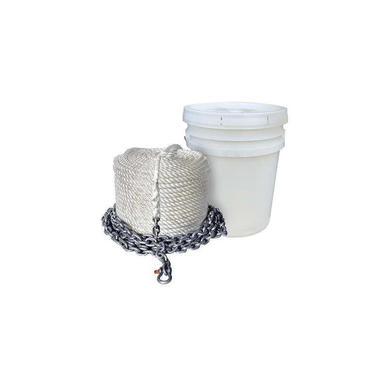 Seachoice 44568 Anchor Rode – 5/8 x 200′ 3-Strand Nylon Rope and 5/16 x 15′ Chain With 5/16 Shackle