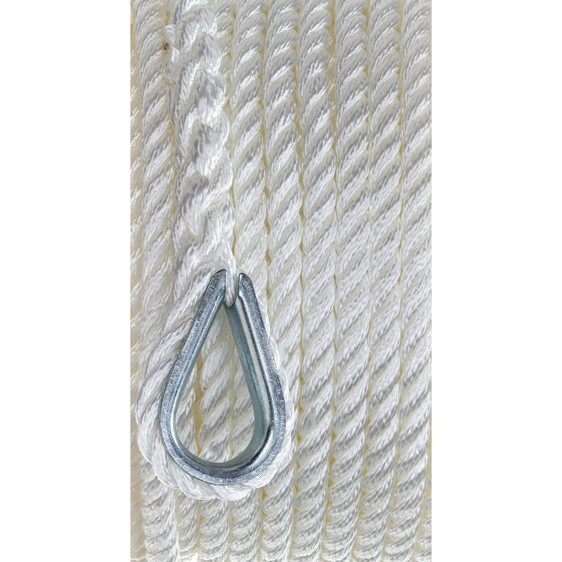 Seachoice 40721 3-Strand Twisted Nylon Anchor Line – White, 3/8 x 150