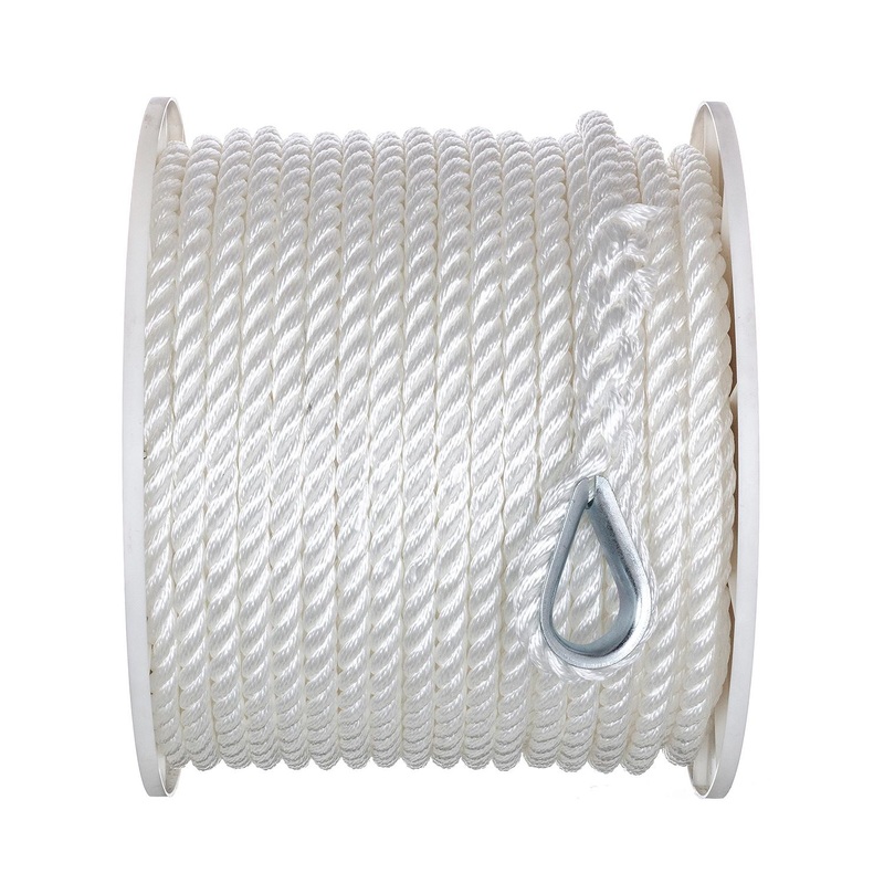 Seachoice 40751 3-Strand Twisted Nylon Anchor Line – White, 1/2 x 200′