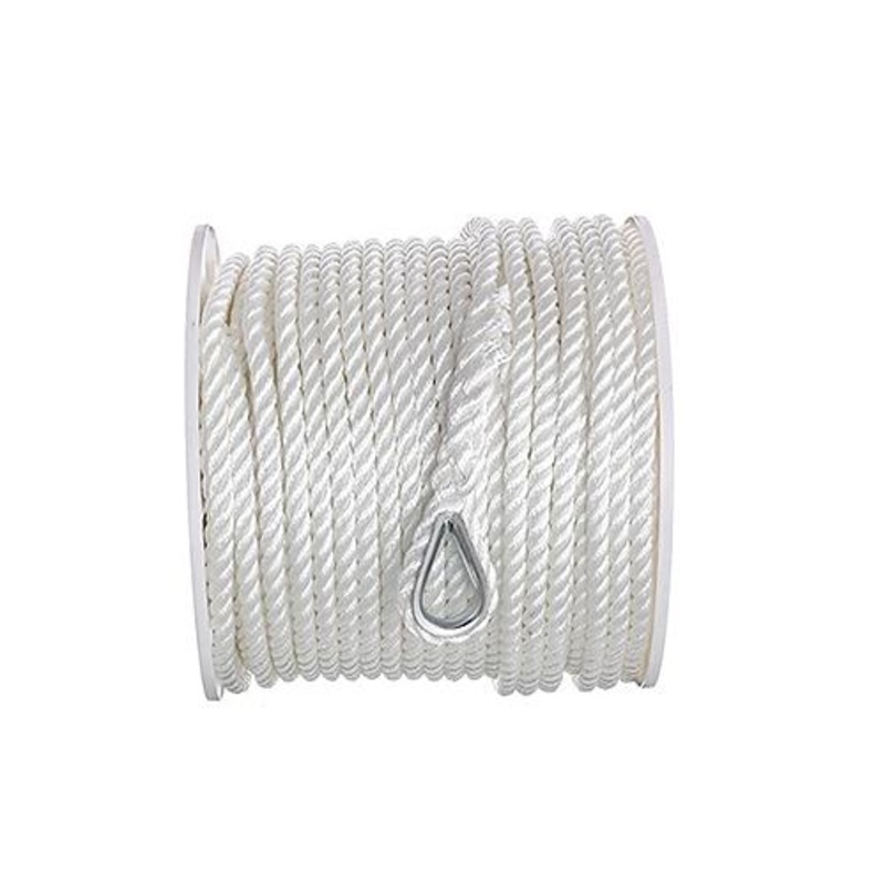 Seachoice 40781 3-Strand Twisted Nylon Anchor Line – White, 1/2 x 250′