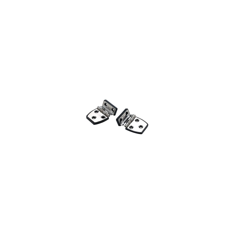 SeaChoice 50-34471 (2) 2-1/4 x 1-1/2 Polished Stainless Steel Offset Short Side Hinges with Black Nylon Base Plate