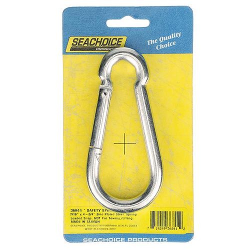 Seachoice Zinc Plated Steel Safety Spring Hook 7/16 x 4-3/4