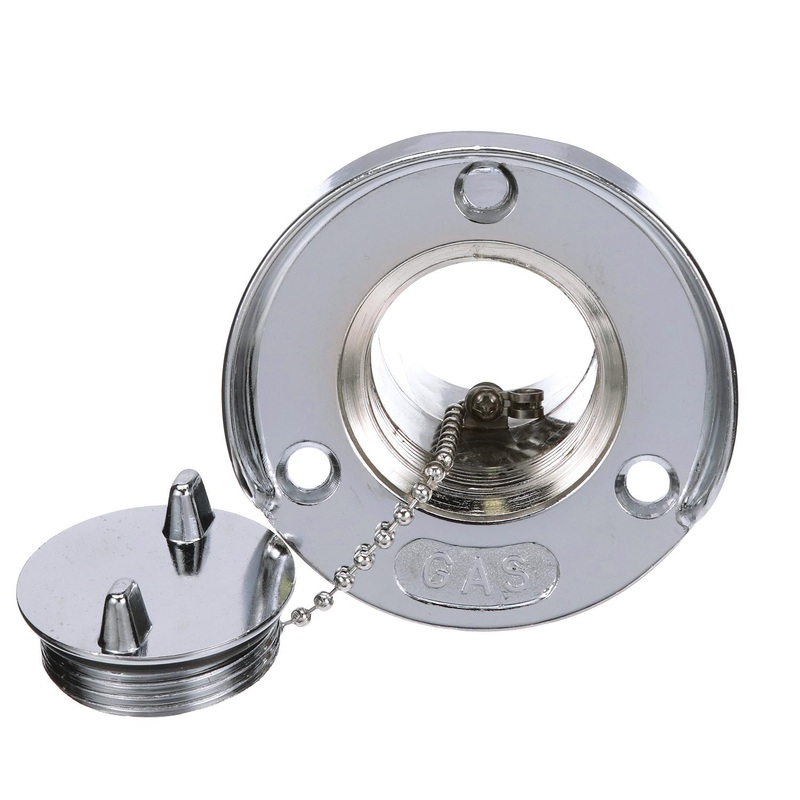 Seachoice Chrome Plated Zinc Gas Deck Fill With Cap (Beaded Chain Tether) For 1-1/2 Hose