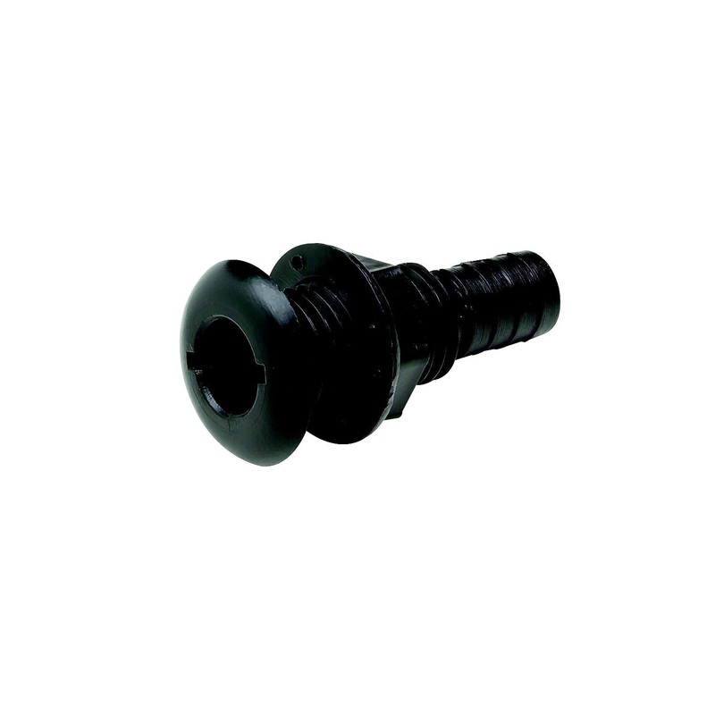 3/4 Black Plastic Thru-Hull w/Broad Flange
