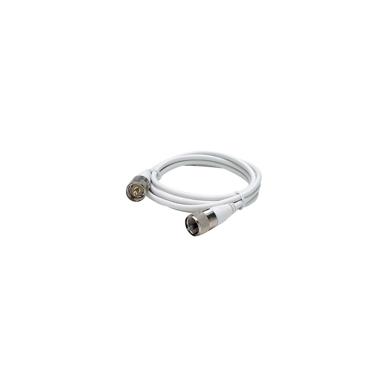 Seachoice 19771 20′  RG58U White Coaxial Antenna Cable Assembly, Includes PL259 Fittings on Both Ends