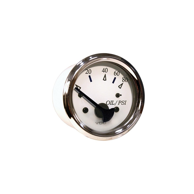 Seachoice 15211 Gauge, Chrome Bezel / White Face, Oil Pressure