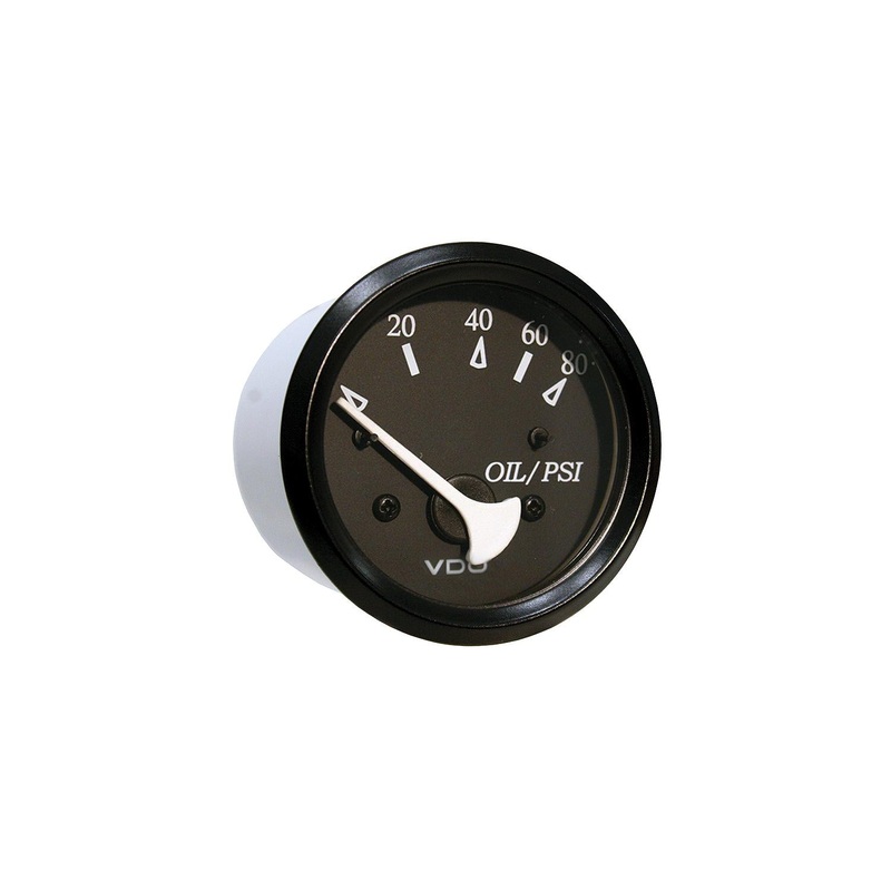 Seachoice 15221 Gauge, Black Bezel / Black Face, Oil Pressure