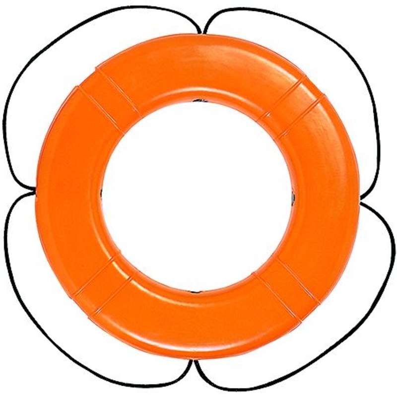 Taylor Polyethylene Hard Shell Life Ring w/Black Rope, 30 Orange