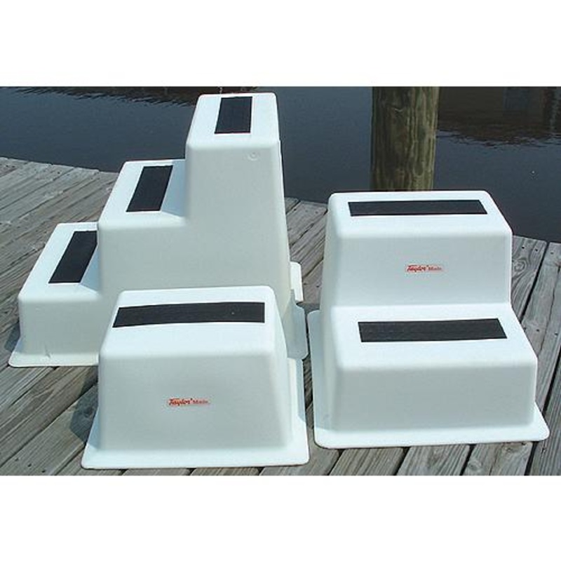 Taylor StepSafe Single Tread Dock Step 22 L x 18 W x 11.5 H – White With Black Non-Slip Pad