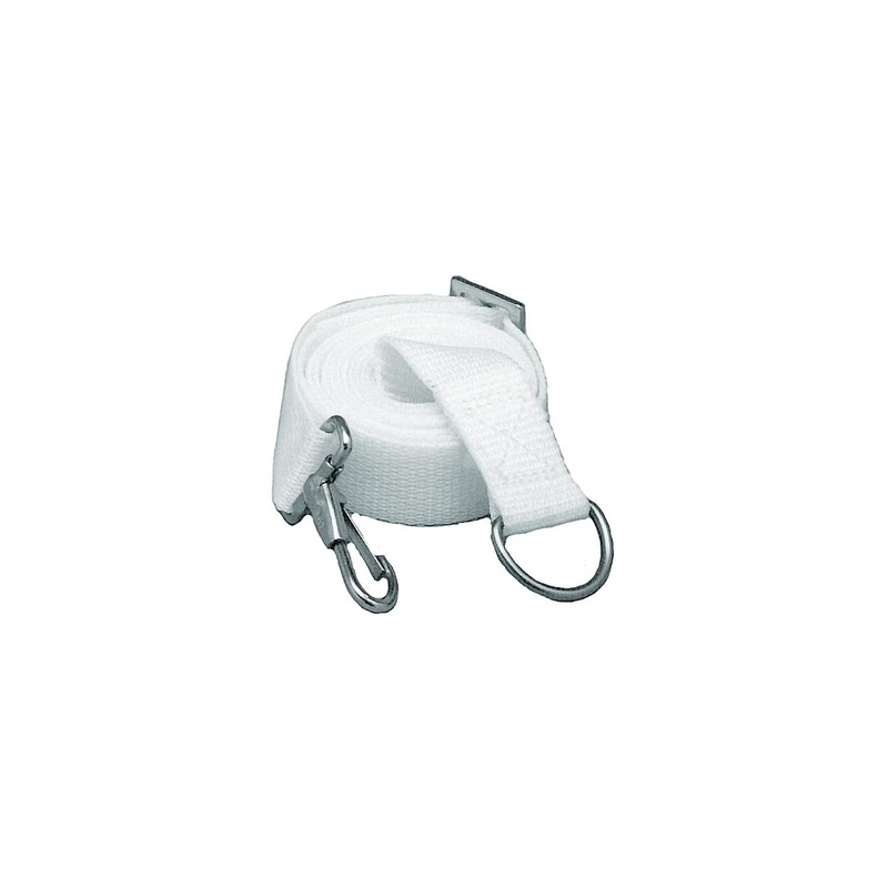Taylor 2000 Adjustable Tie-Down Strap 6′ Long With Stainless Steel Ring on One End and Snap on Other – White, 2/pk