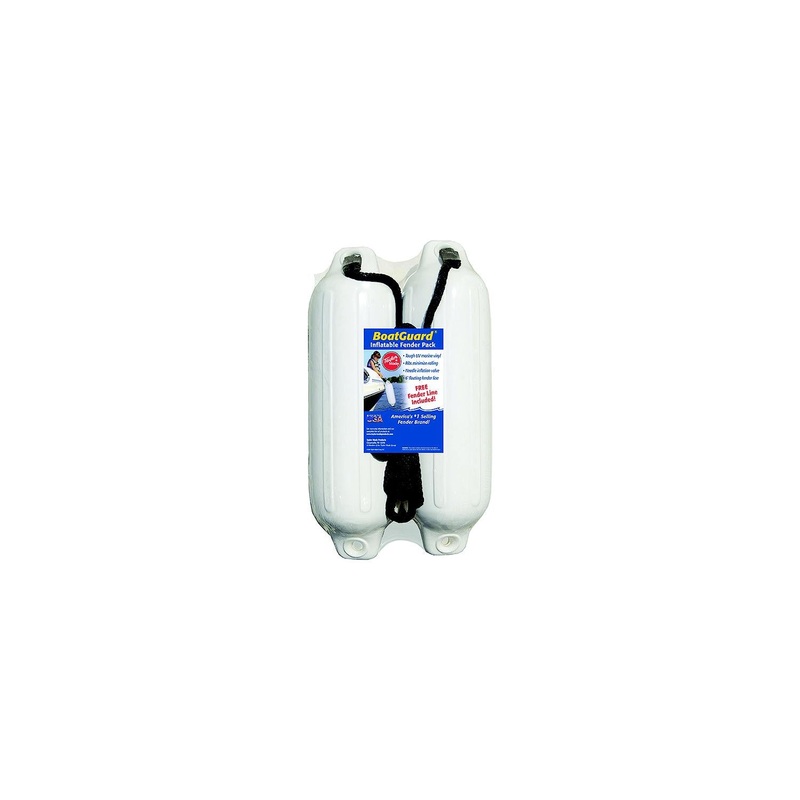 Taylor 2Pk Boatguard Fenders W/Fender Line, White, 6 x 22