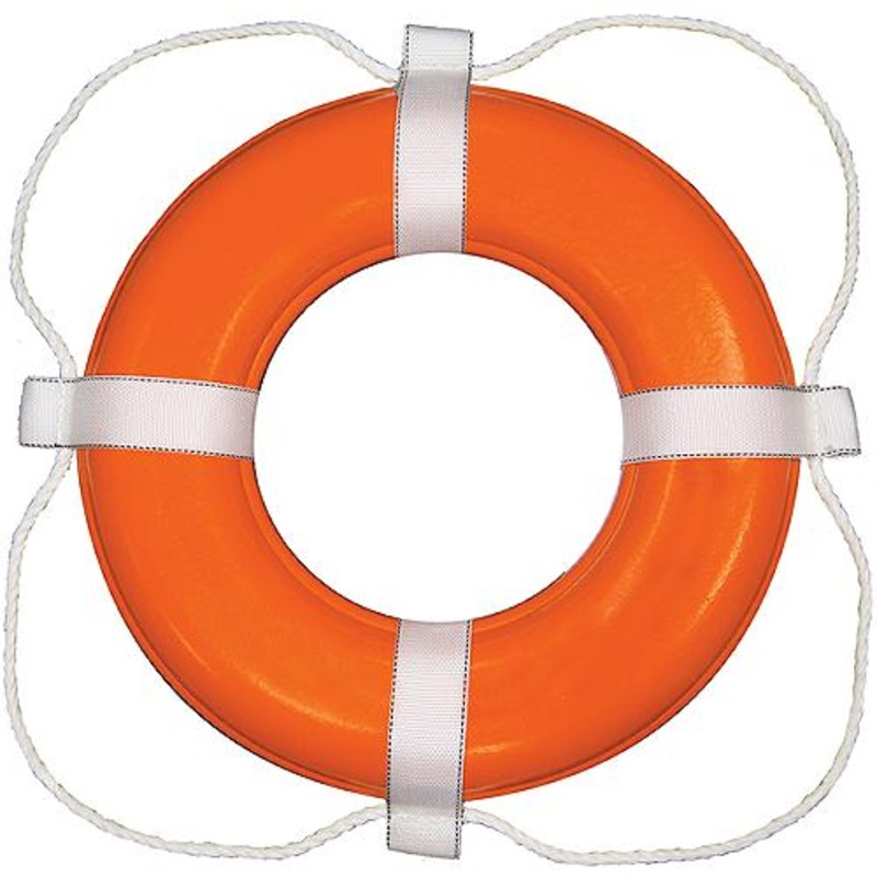 Taylor Vinyl Coated Foam Life Ring, 20 Orange w/White Rope