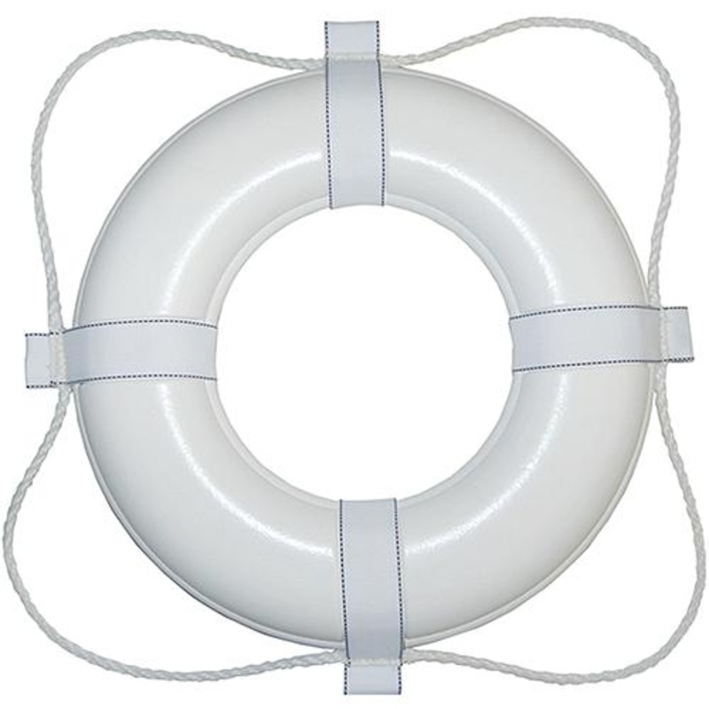 Taylor Vinyl Coated Foam Life Ring, 20 White w/White Rope, 1/case