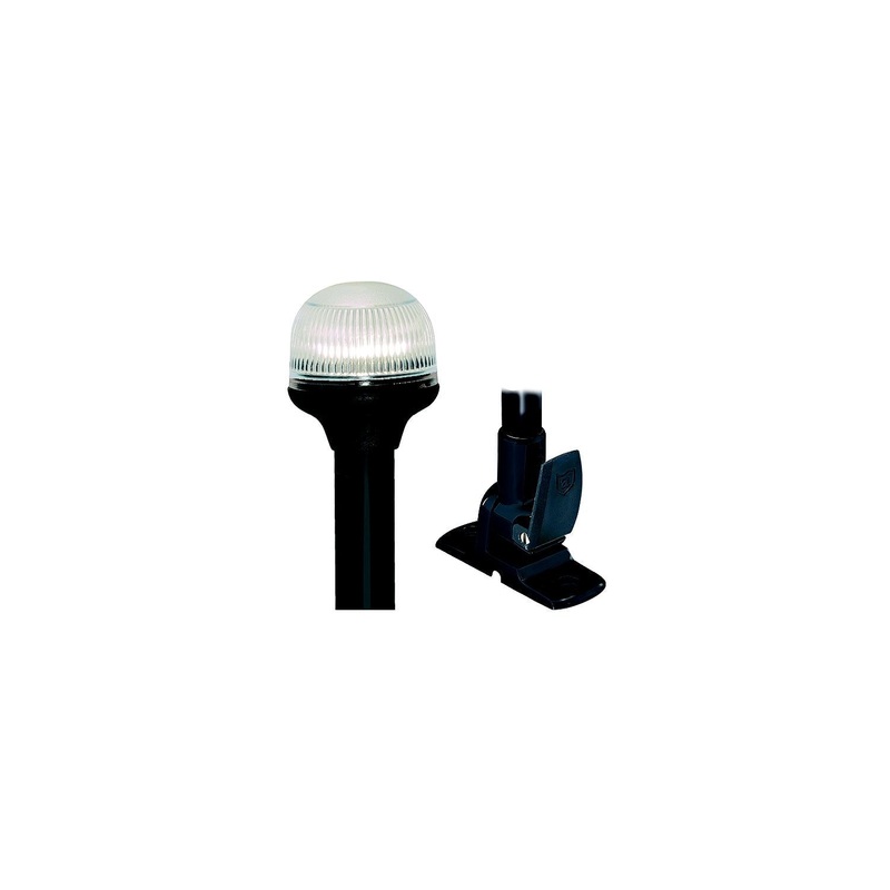 Attwood 5358-P12-7 12 2NM All-Round Anti Glare Fold-Down Lights with Black Composite Lightarmor Base & Black Pole