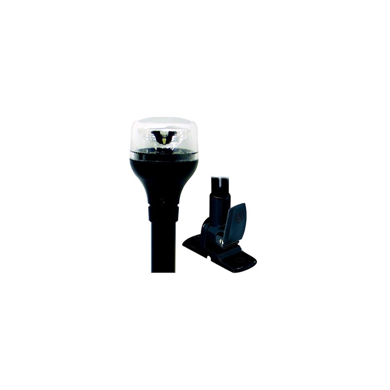 Attwood 5558-P12A7 2NM LED All-Round Fold-Down Light with Lightarmor Base & Black Composite Pole, 12