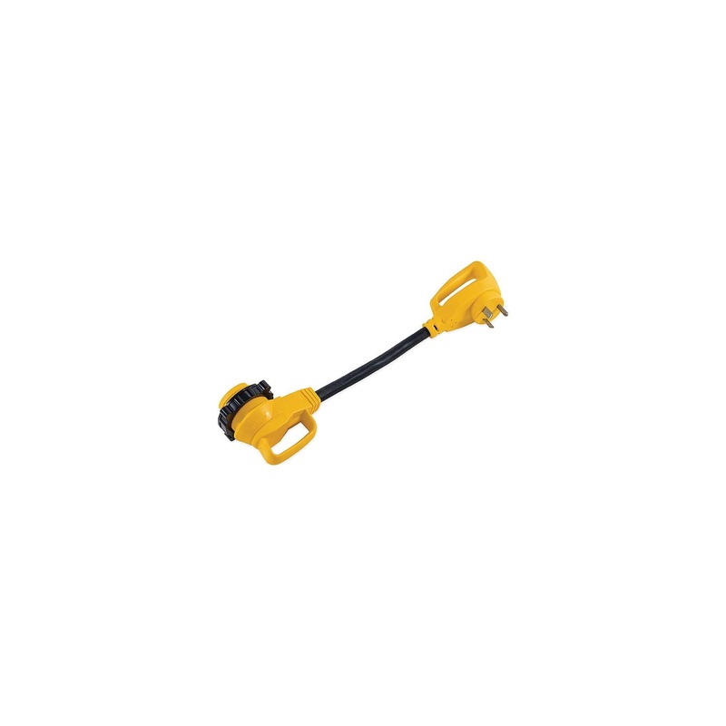Camco 55522 90 Powergrip Locking Adapter, 18, 30A Female Locking / 30A Male Std