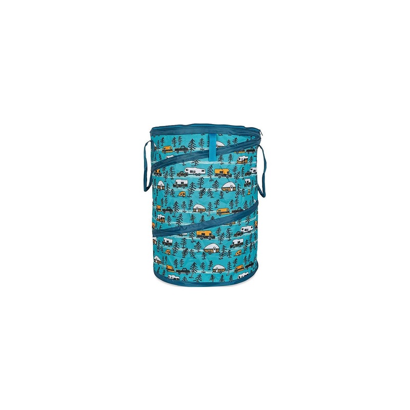 Camco 42987 Pop-Up Utility Container, Teal/ Sketched RVs, 30 Gal.