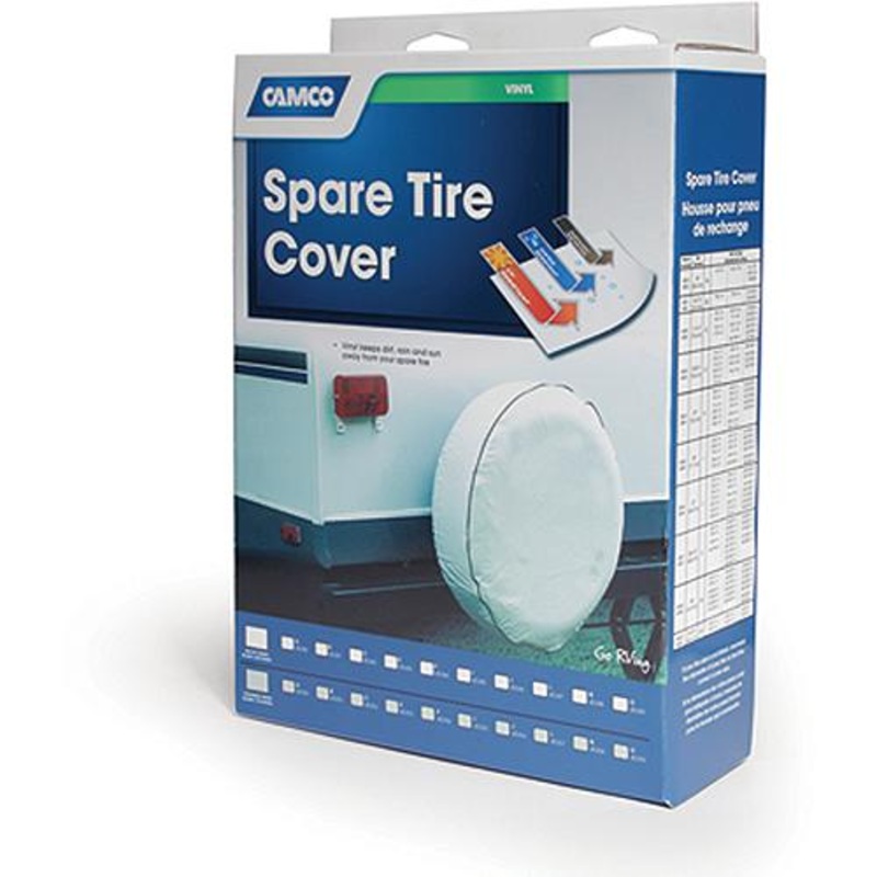Camco 45345 Vinyl Spare Tire Cover, 28 Diameter, Arctic White