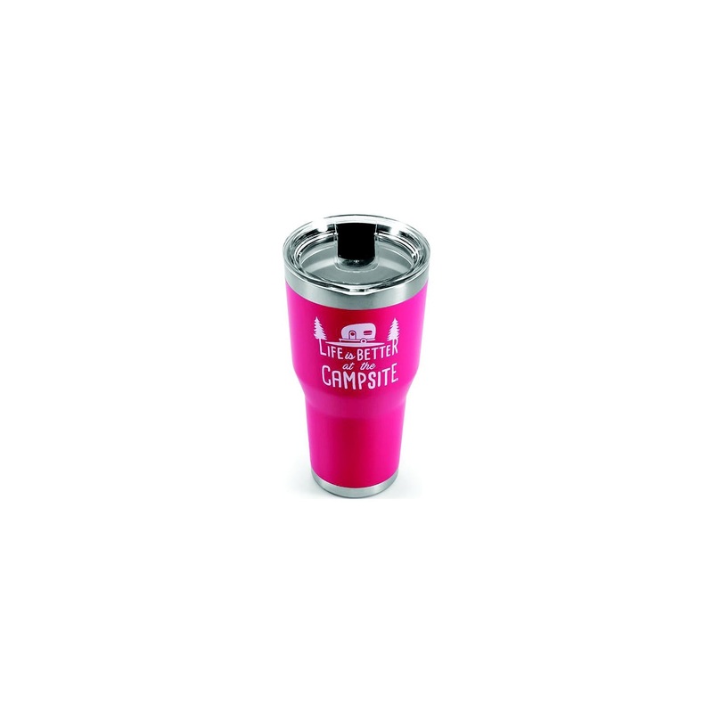 Camco 53062 Life Is Better At The Campsite Tumbler, 30 oz., Coral