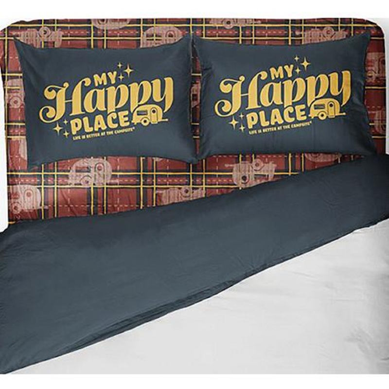Camco 53118 Bed Sheets, King, Red Plaid/Navy