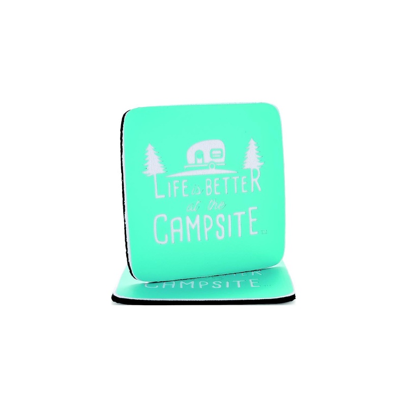 Camco 53230 Neoprene Coaster Life is Better 2 Pack