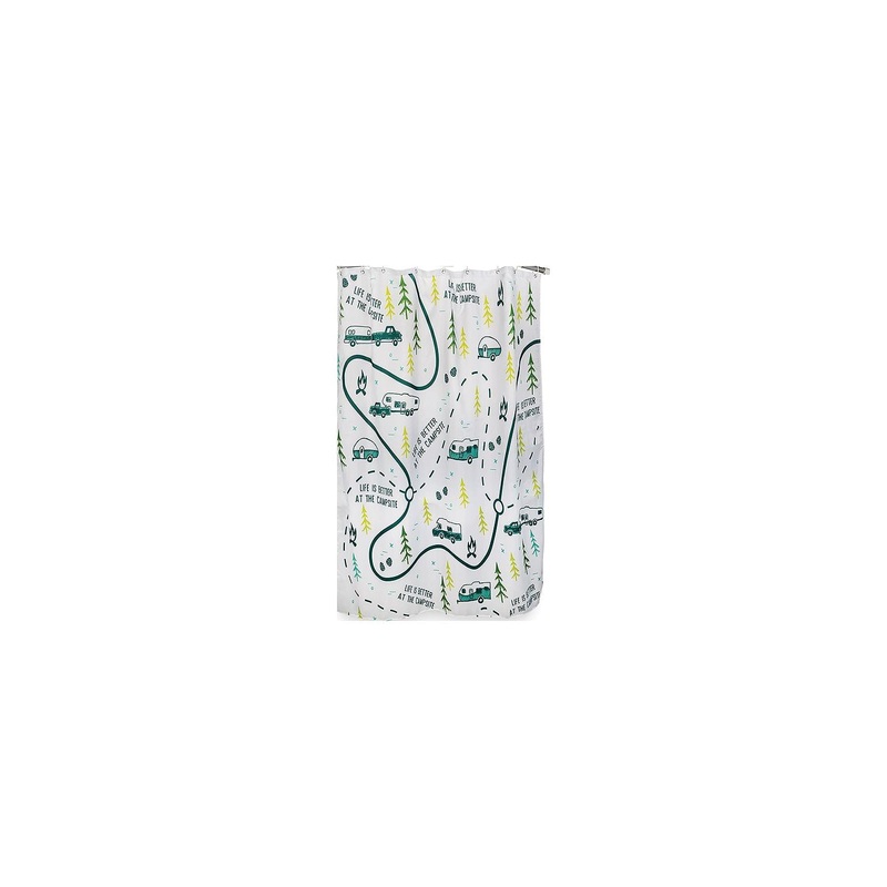 Camco 53245 RV Shower Curtain , White w/Map Design, 68 L x 54 W